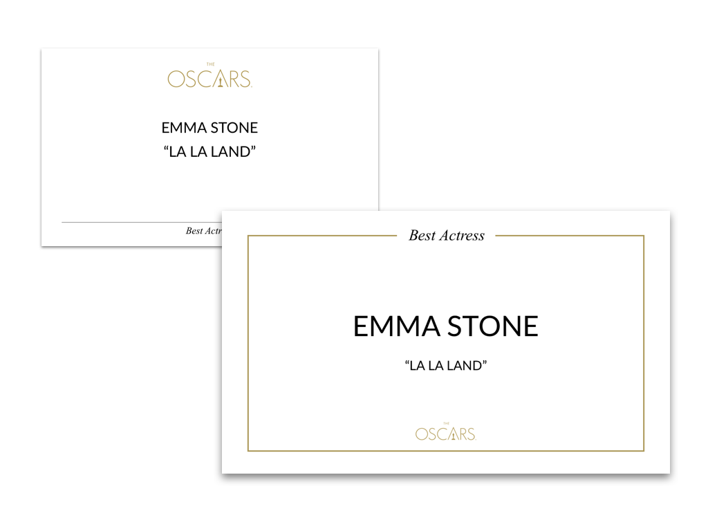 Oscar winner card redesign