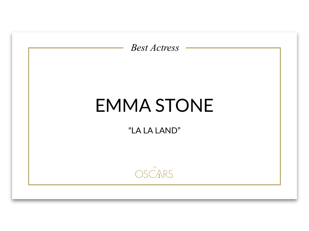 Newly designed Best Actress card